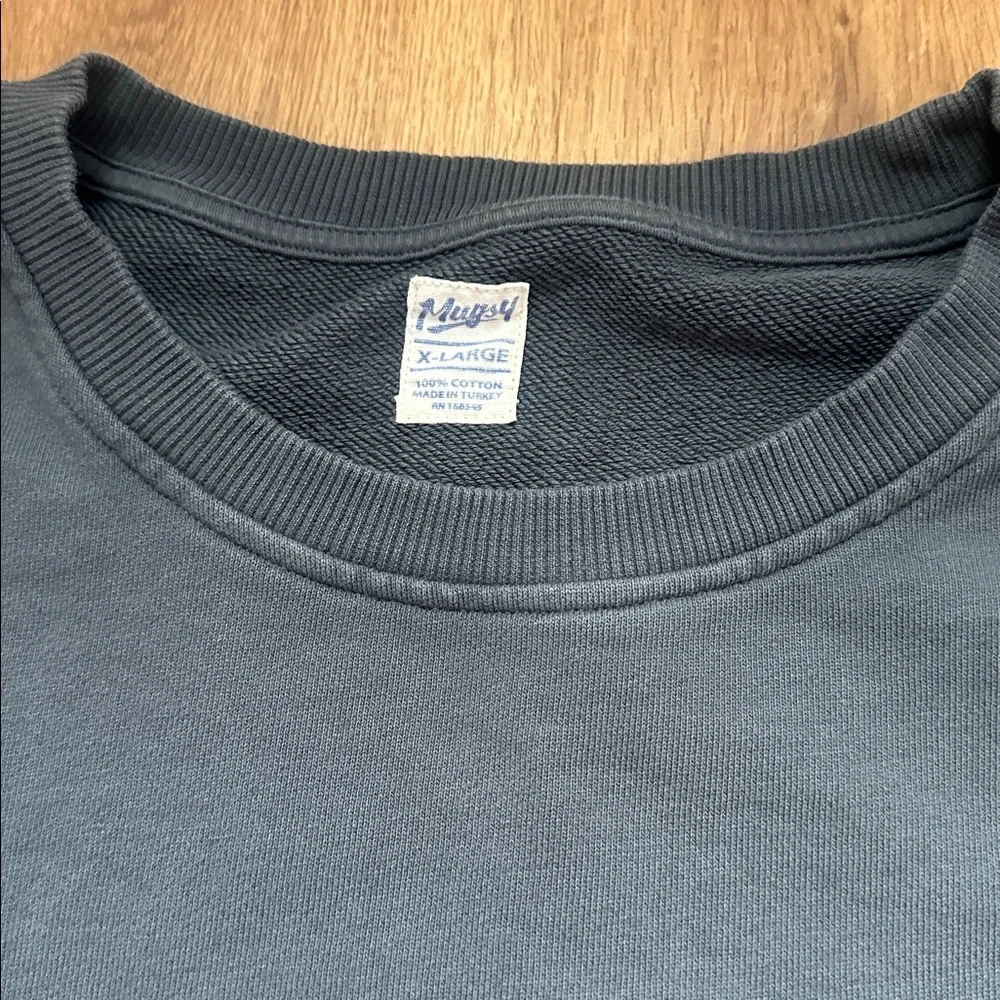 Mugsy Men's 100% Cotton Blue Gray‎ Texas Embroidered Crewneck Sweatshirt